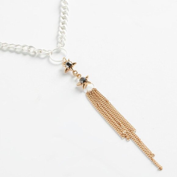 TORRID Celestial Y Necklace Moon Stars Mixed Metal Gold Silver NEW - Picture 2 of 3